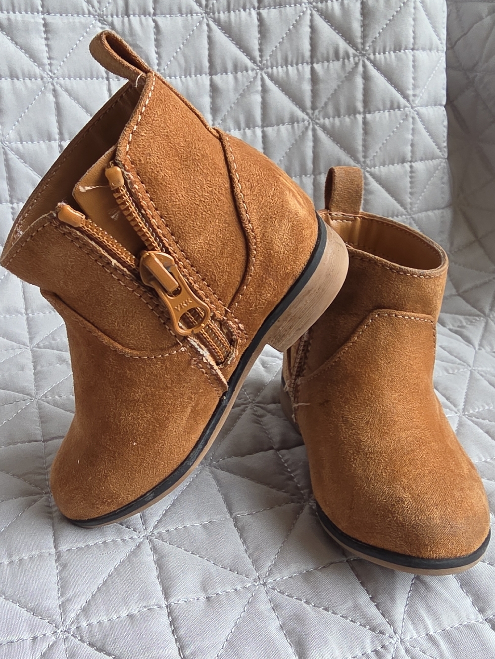 Cat & Jack Brown Suede Kids Ankle Boots with Side Zip